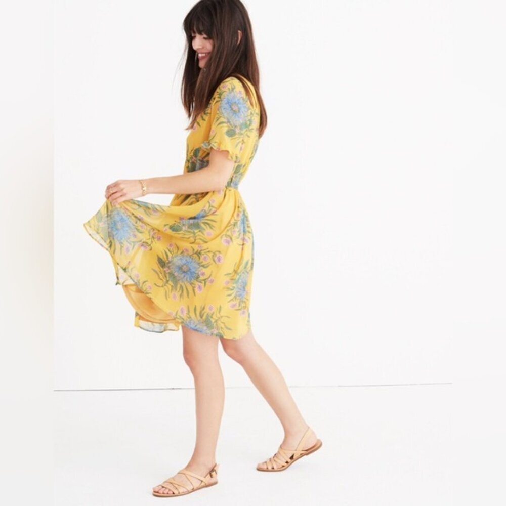 Madewell Sweetgrass Ruffle-Sleeve Dress in Painted Blooms Sheet Ruffle Size 0